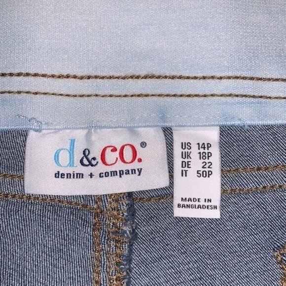 Denim & Co. Womens Plus Size 14P Dark Wash Stretch Denim Slim Leg Jeans Comforta - Picture 2 of 10